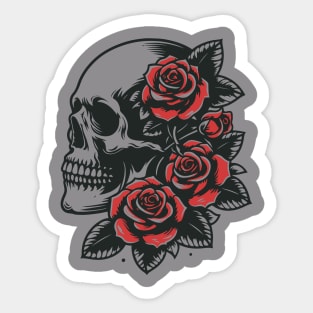 gothic skull and roses Sticker